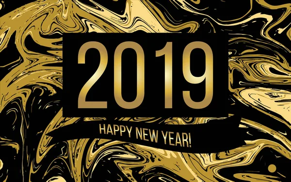 2019 Feliz Ano Novo cartão de saudação do feriado —  Vetores de Stock