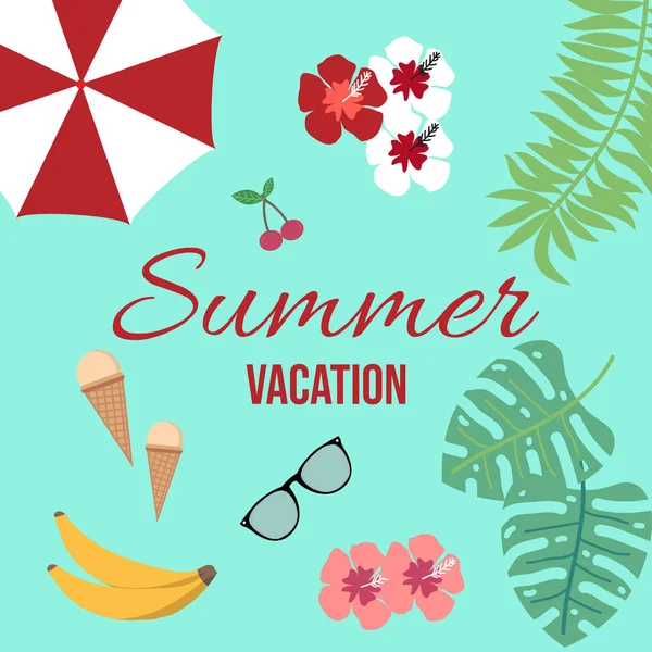 Sommar semester bakgrund med tropiska inslag — Stock vektor