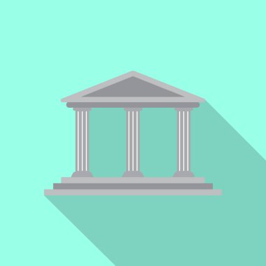 Banka simgesi düz stil uzun gölge ile