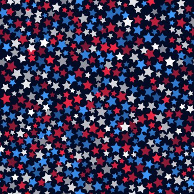 Dikişsiz desen beyaz ile kırmızı ve mavi beş yıldız işaret.