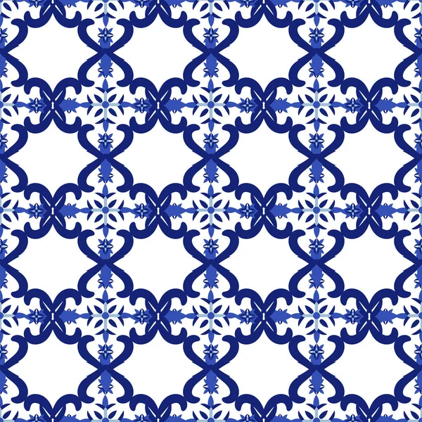 Patrón inconsútil vintage en azulejo estilo Portugal — Archivo Imágenes Vectoriales