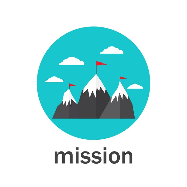 Business Mission Ikone flachen Stil — Stockvektor