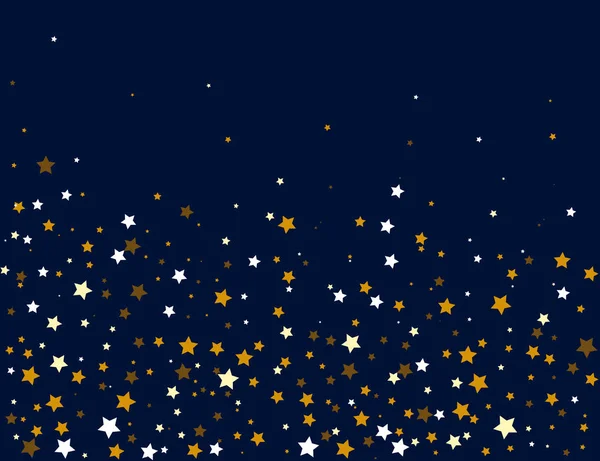 Estrelas douradas e brancas sobre um fundo escuro — Vetor de Stock