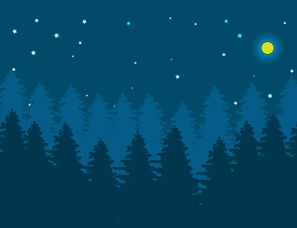 Paysage hivernal de vacances avec forêt de sapins — Image vectorielle