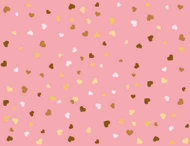 Altın kalpler ile Sevgililer Günü kalpleri desen