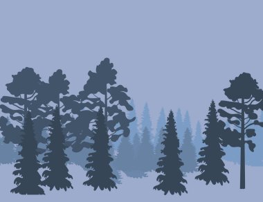 Orman manzara, ağaçlar siluetleri ile soyut doğa arka plan