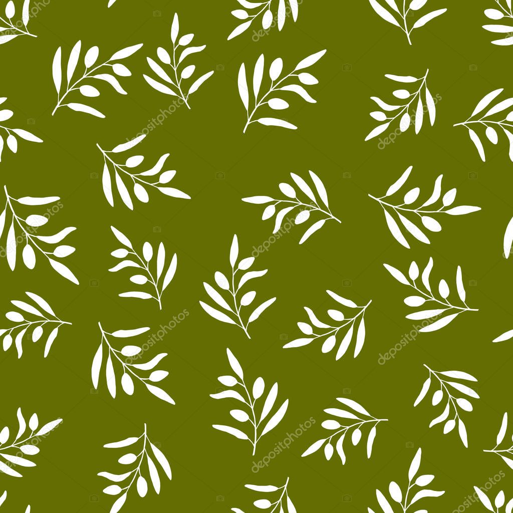 Seamless olive branch pattern