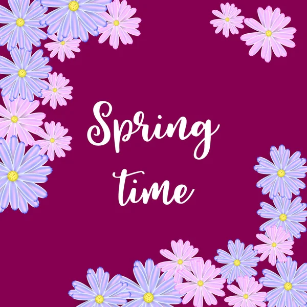 Cartão de saudação primavera com arranjo de flores — Vetor de Stock