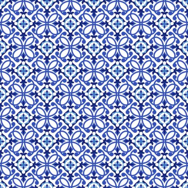 Azulejos Portekiz geleneksel süs taşı, mavi ve beyaz desenli.