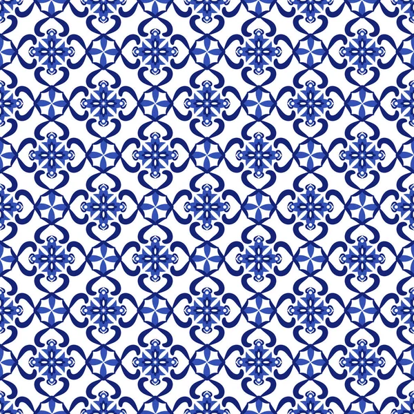 Azulejos portuguese traditional ornamental tile pattern — Stock Vector