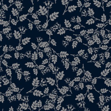 Elle çizilmiş köpek gül ile dikişsiz desen