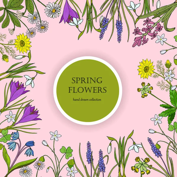 Moldura de flores primavera — Vetor de Stock