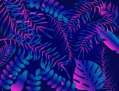 Palmiye yapraklı tropikal yaz gecesi tasarımı