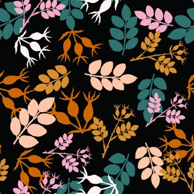 Elle çizilmiş köpek gül ile dikişsiz desen