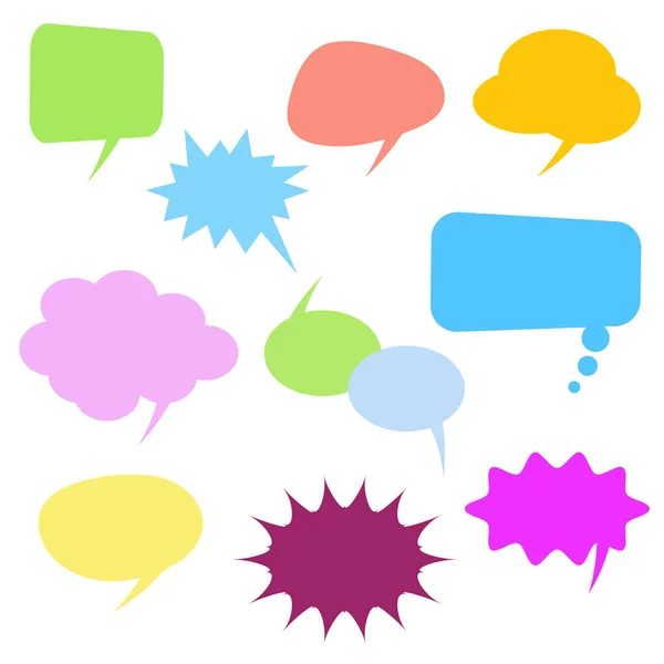 Colorful comic speech bubbles set on white background — Stock Vector