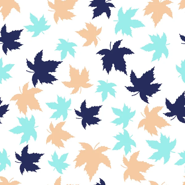 Nahtloses Muster mit bunten Ahornblättern auf weißem Hintergrund — Stockvektor