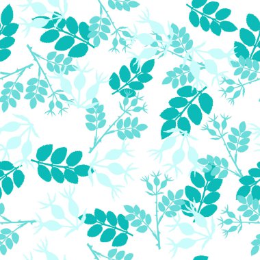 Elle çizilmiş turkuaz köpek gülü pürüzsüz desen