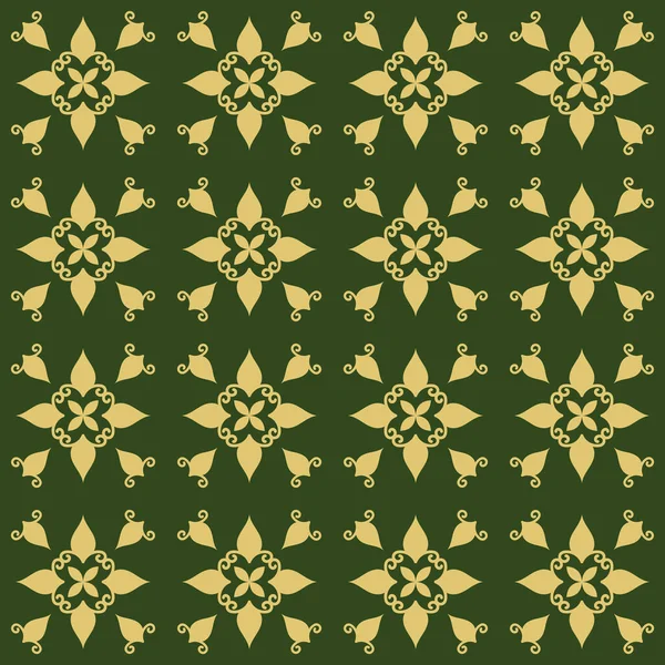 Темно-зеленый фон с красивыми золотыми орнаментами — стоковый вектор