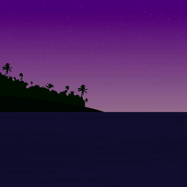 Un magnifique coucher de soleil sur l'océan, lever de soleil avec palmier. - EPS vectoriel 10 — Image vectorielle