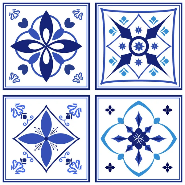Azulejos portoghese tradizionale set di piastrelle ornamentali. — Vettoriale Stock