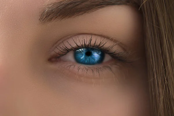 Bright Blue Eyes Long Eyelashes Close — Stock Photo, Image