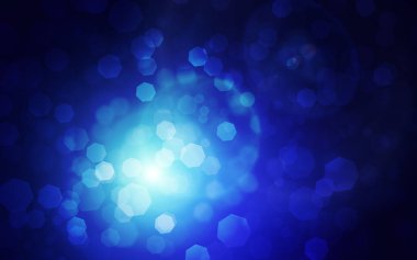 Mavi koyu arka plan ile bokeh ve birden parlamak ışık ve ışınları