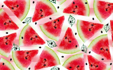 Karpuz hafif bir arka plan üzerinde parçaları. Yaz karpuz arka plan.