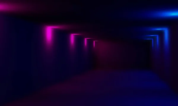 Empty Dark Room Neon Lights Blurred Black Background Colored Lights — Stock Photo, Image