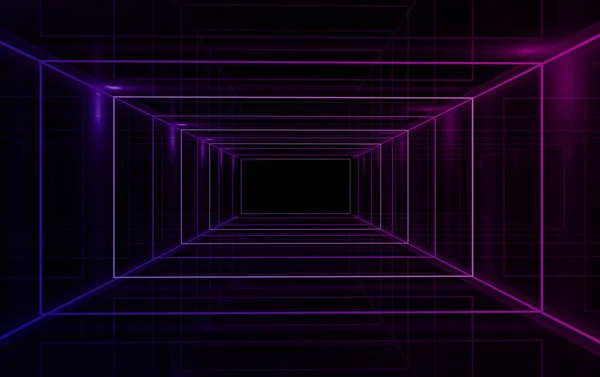 Background Empty Black Corridor Neon Light Abstract Background Lines Glow — Stock Photo, Image