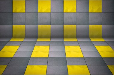 Boş bir oda arka plan ile seramik fayans kaplı