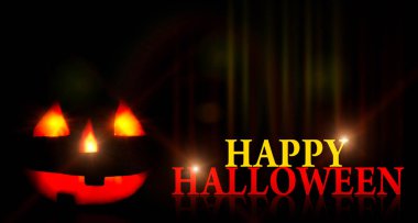 Parlayan kabak ve metin siyah bir arka plan üzerinde başkanı. Cadılar Bayramın kutlu olsun arka plan