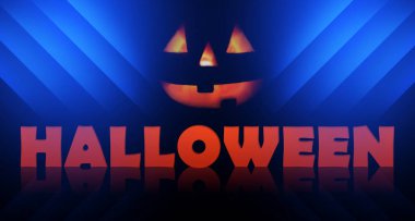 Parlayan kabak ve metin siyah bir arka plan üzerinde başkanı. Cadılar Bayramın kutlu olsun arka plan