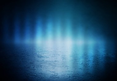 Arka plan boş bir karanlık oda. Boş duvarlar, ışıklar, duman, kızdırma, ışınları