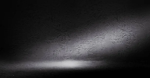 Háttér Üres Sötét Szobában Betonon Üres Falak Neon Fény Füst — Stock Fotó