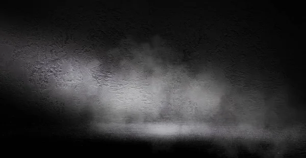 Υπόβαθρο Άδειο Σκοτεινό Δωμάτιο Τσιμεντένιο Πάτωμα Καπνίζουν Κενούς Τοίχους Φως — Φωτογραφία Αρχείου