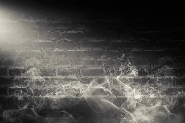 Фон Цегляної Стіни Вуличні Ліхтарі Неонове Світло Дим — стокове фото