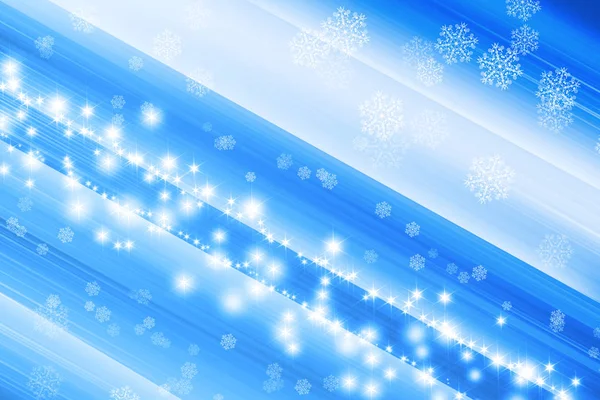 Fête Noël Fond Bleu Avec Bokeh Lueur Lumières Flocons Neige — Photo