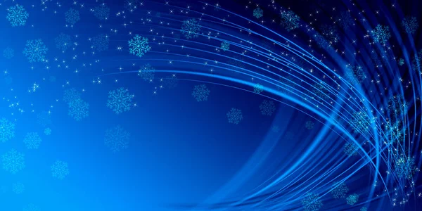 Natal Festivo Fundo Azul Com Bokeh Brilho Luzes Flocos Neve — Fotografia de Stock