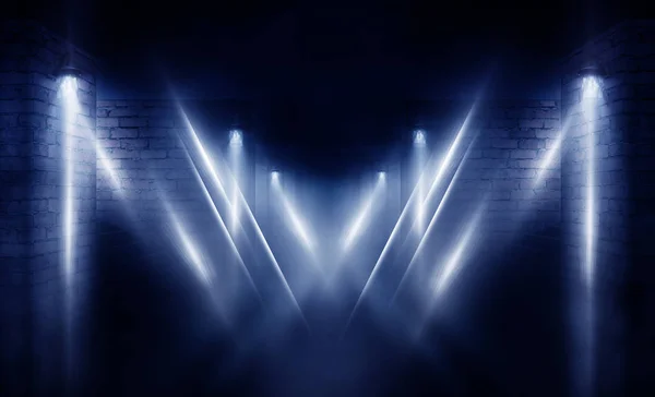 Background of an empty room with brick walls and concrete floor.