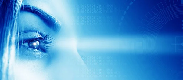 Biometric Scan Close Female Eye Concept Modern Virtual Reality — Stock Photo, Image