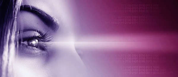 Biometric scan of a close-up of the female eye. The concept of modern virtual reality