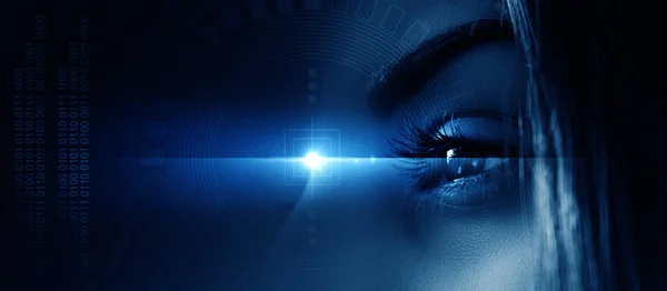 Biometric Scan Close Female Eye Concept Modern Virtual Reality — Stock Photo, Image