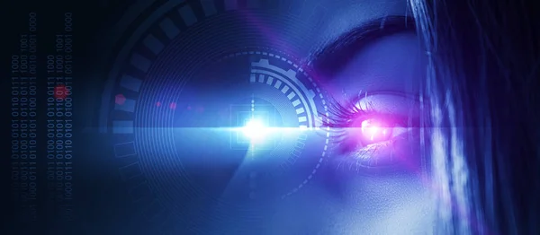 Biometric Scan Close Female Eye Concept Modern Virtual Reality — Stock Photo, Image