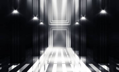 Boş oda, salon, kazık, neon ışık, duman, sis, otopark, koridor arka plan