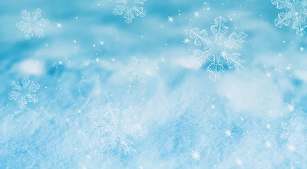 Schnee Textur Hintergrund Weihnachten Blauer Hintergrund Sterne Schneeflocken — Stockfoto