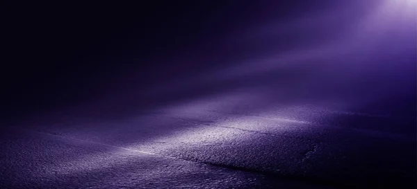 The background of wet asphalt, the reflection of the night lights of the city, neon light, smoke