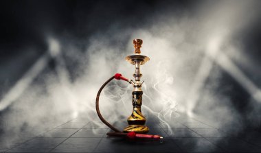 Arka plan sigara nargile, neon ışık, duman, duman