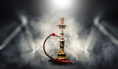 Arka plan sigara nargile, neon ışık, duman, duman