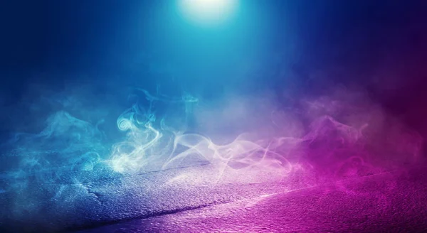 Background of empty room with concrete pavement. Blue and pink n — Stock Photo, Image
