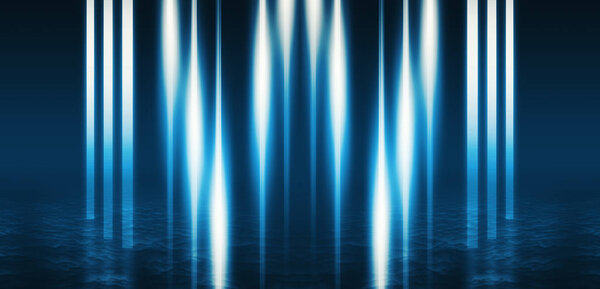 Фон пустой улицы, комната. Предыстория пустой сцены ночью. Бетонное покрытие. Отражение на мокрой тротуаре неоновых огней. Неоновые синие линии. Темный абстрактный фон
.